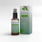 Naturecan Menthol Flavoured CBD Spray 50ml – brown spray bottle with teal green box, broad spectrum CBD, GMO free, no isolate, zero THC, 100% vegan